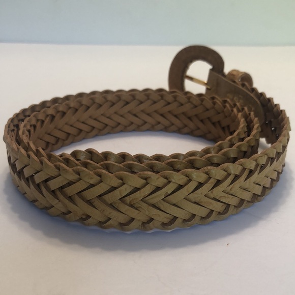 Tan Blonde Braided Genuine Leather Belt size M - Picture 5 of 9